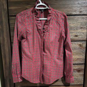 Brooks Brothers Red Fleece Ruffle Collar Plaid Shirt